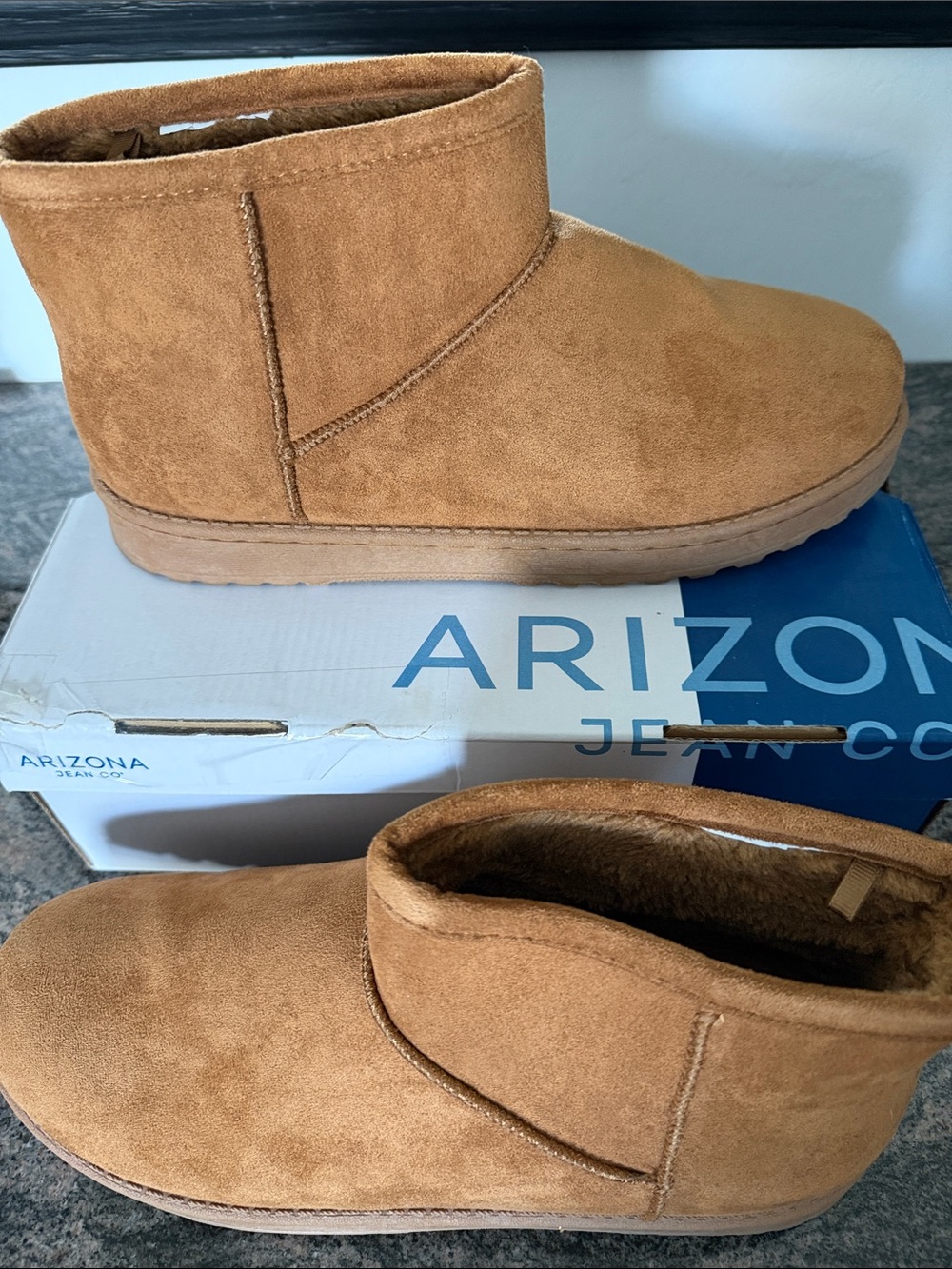 Arizona Jean Co Tan Suede Winter Ankle Boots